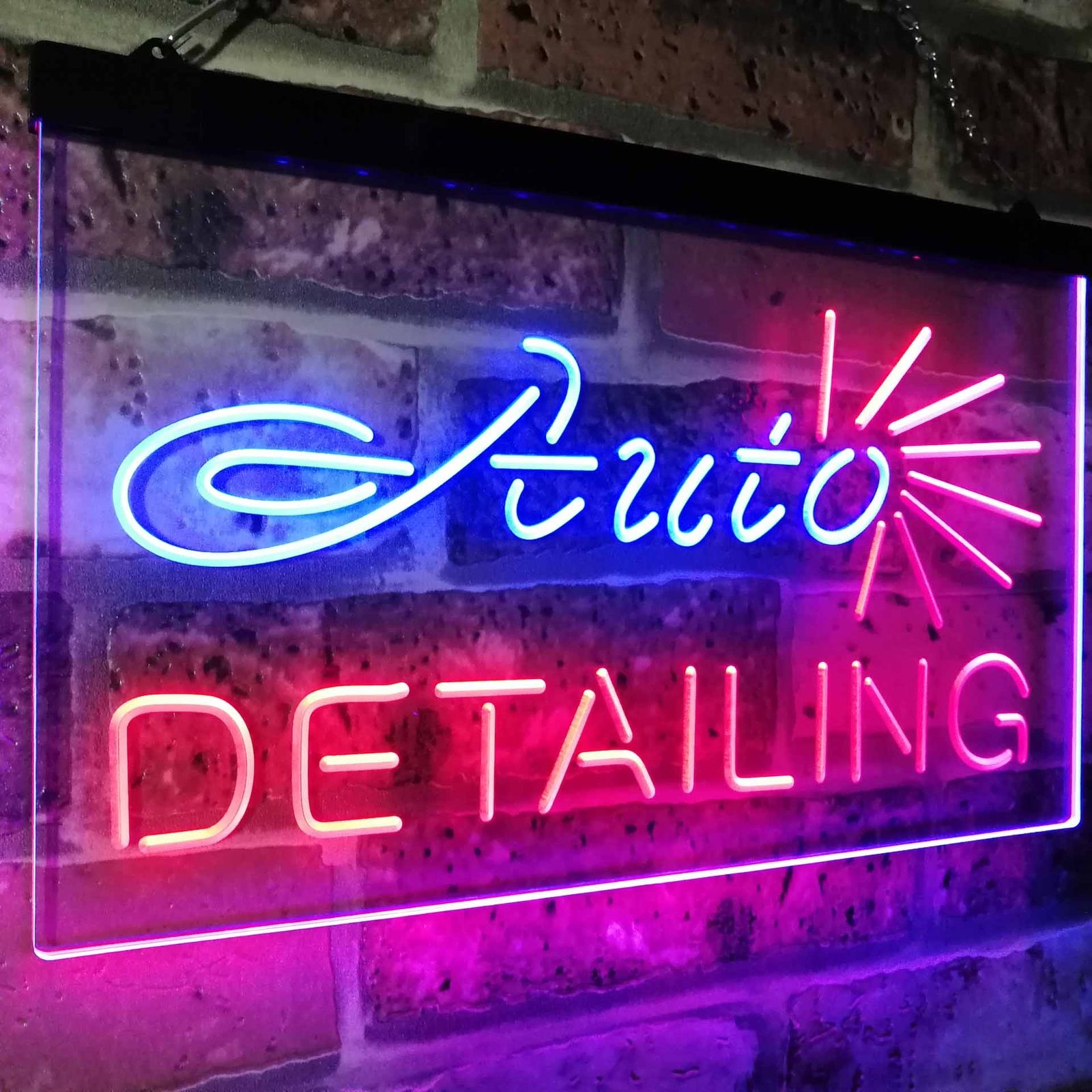 Auto Detailing Garage Car Repair Shop Dual Color Led Neon Sign